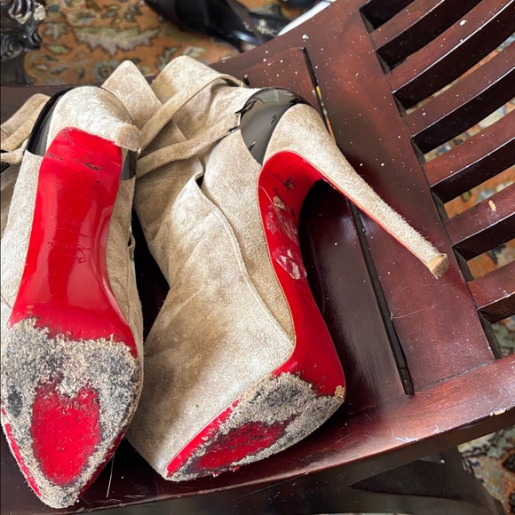 Christian Louboutin Tan Suede Ankle Booties - Picture 3 of 3